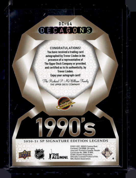 2020-21 Upper Deck SP Signature Edition Legends - Decagons Gold Autographs - Trevor Linden #DC-64
