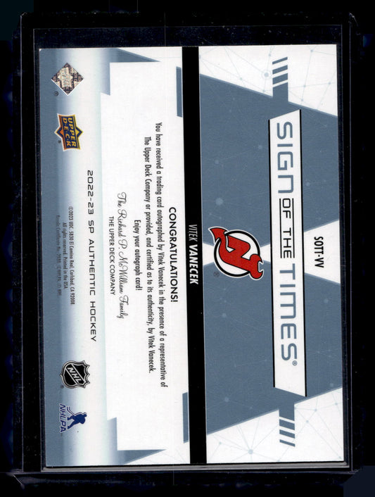 2022-23 Upper Deck SP Authentic Sign of The Times - Vitek Vanecek #SOTT-VV