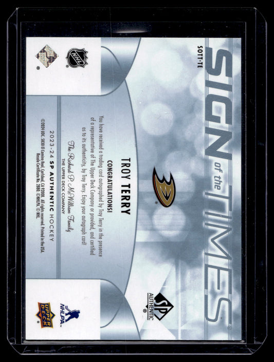 2023-24 Upper Deck SP Authentic Sign of The Times - Troy Terry #SOTT-TE
