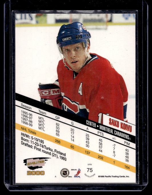 1999-00 Pacific Revolution - Premiere Date - Saku Koivu #75 /42