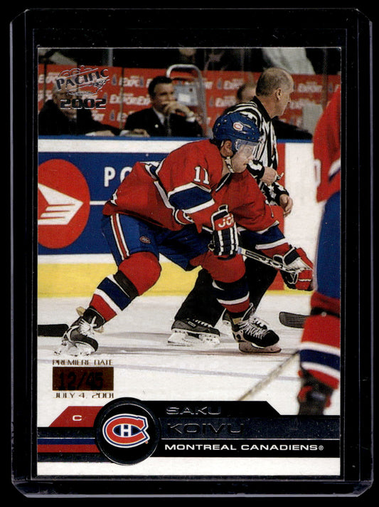 2001-02 Pacific - Premiere Date - Saku Koivu #209 /45