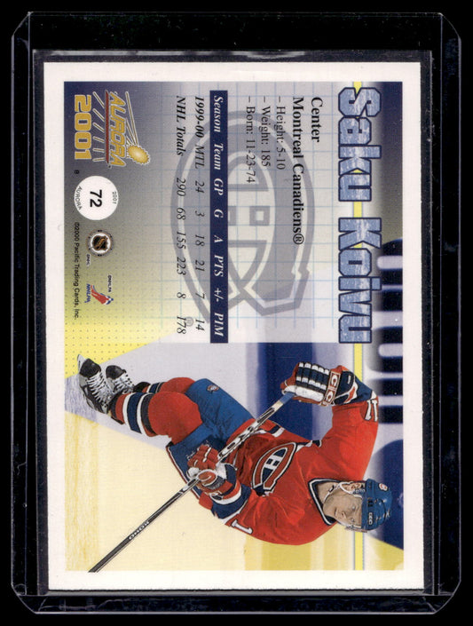 2000-01 Pacific Aurora - Premiere Date - Saku Koivu #72 /50