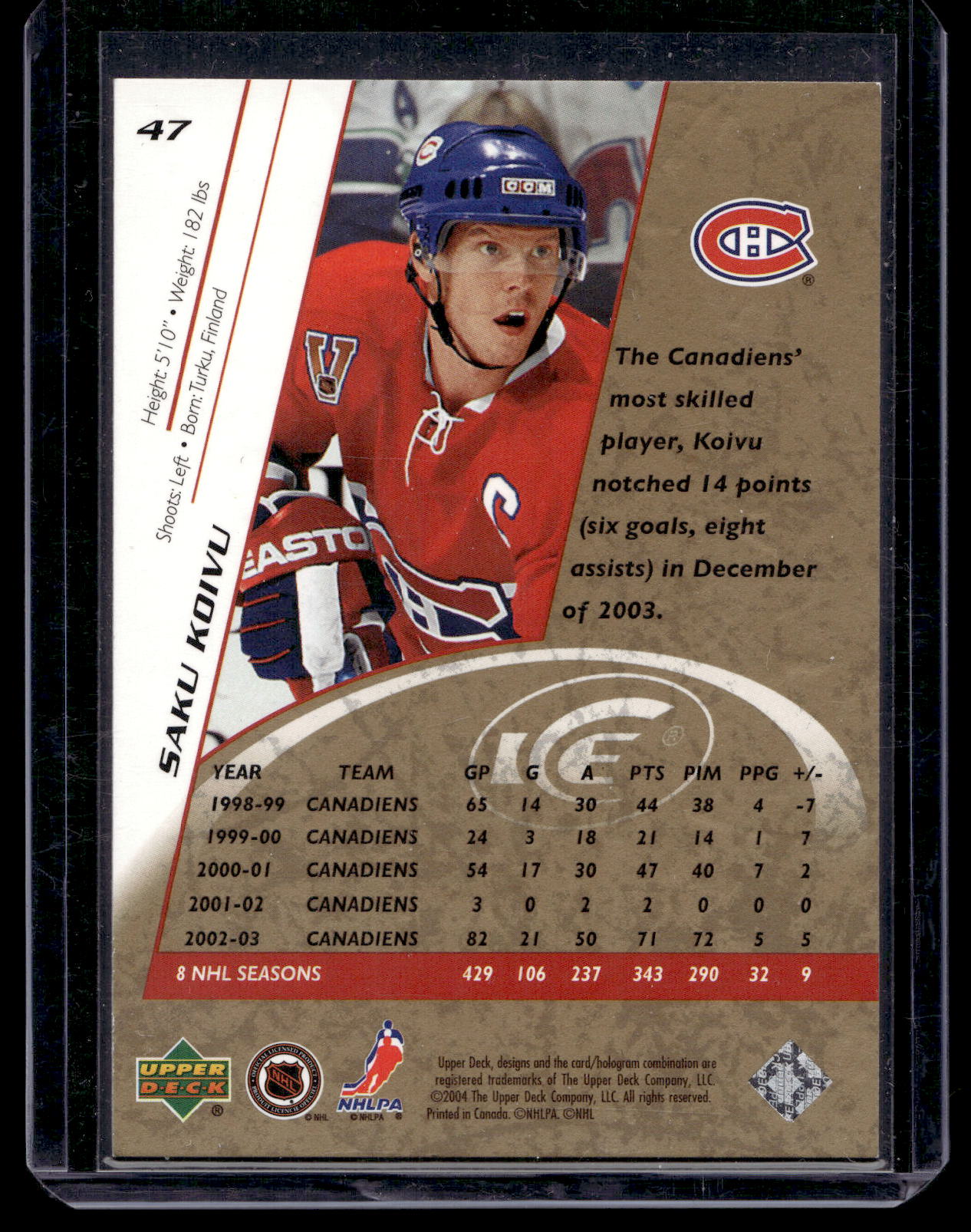 2003-04 Upper Deck Ice - Gold - Saku Koivu #47 /40