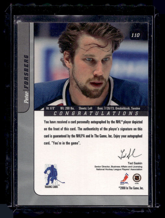 2000-01 In the Game Be A Player Signature Series - Autographs - Peter Forsberg #110