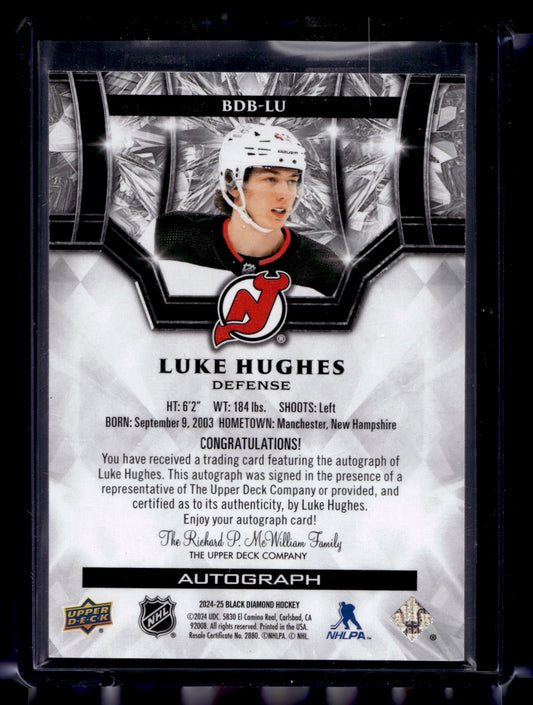 2024-25 Upper Deck Black Diamond - Autographs - Luke Hughes #BDB-LU /25