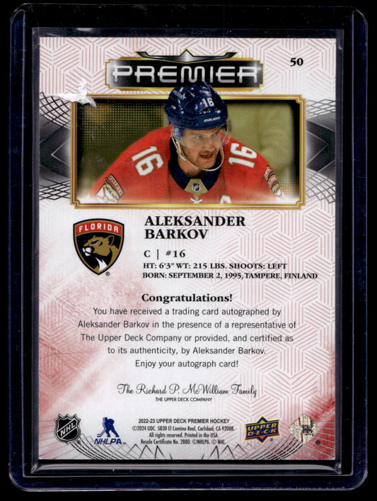 2022-23 Upper Deck Premier - Premier Autograph - Aleksander Barkov #50