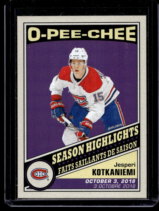 2019-20  O-Pee-Chee - Retro Blank Backs - Season Highlights - Jesperi Kotkaniemi #592