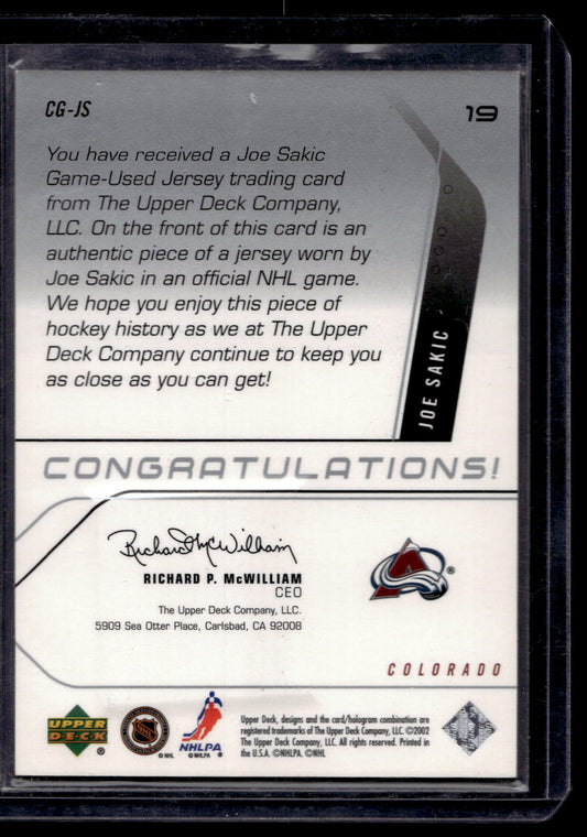 2002-03 Upper Deck - CHL Graduates - Joe Sakic #CG-JS
