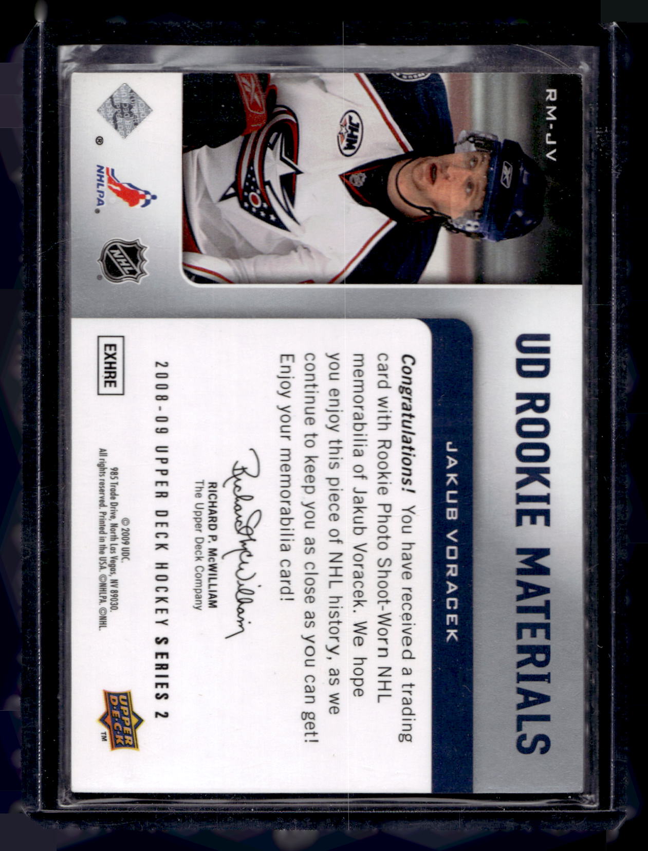 2008-09 Upper Deck - UD Rookie Materials - Jakub Voracek #RM-JV RY
