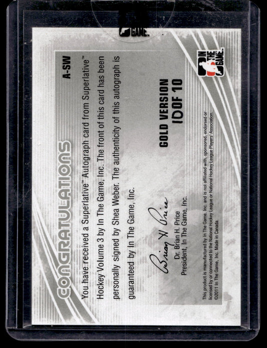 2010-11 In the Game Superlative - Autograph Gold - Shea Weber #A-SW /10