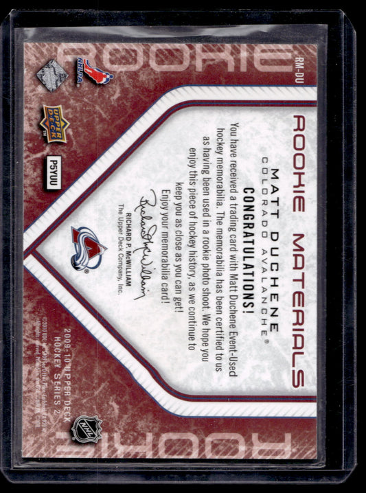 2009-10 Upper Deck - Rookie Materials - Matt Duchene #RM-DU RY
