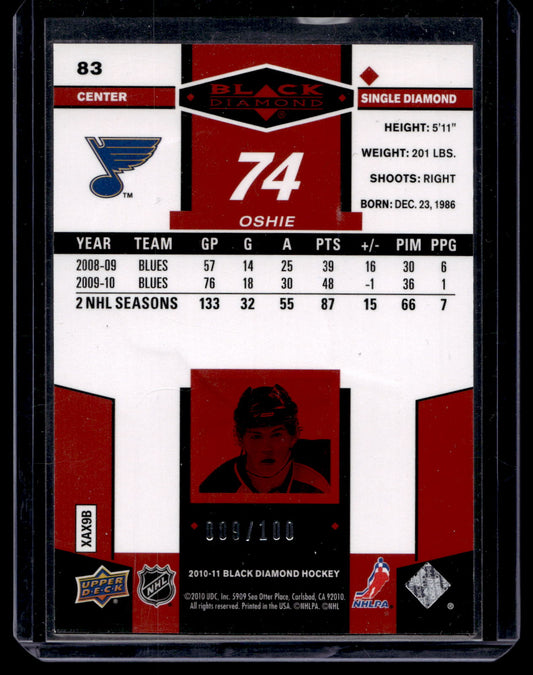 2010-11 Upper Deck Black Diamond - Ruby - T.J. Oshie #83 /100