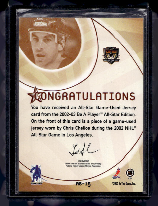 2002-03 In the Game Be A Player All-Star Edition - All-Star Game-Used Jerseys - Chris Chelios #AS-15 PR100