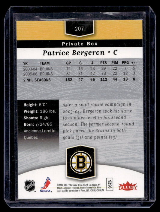 2006-07 Flair Showcase - Private Box - Patrice Bergeron #207