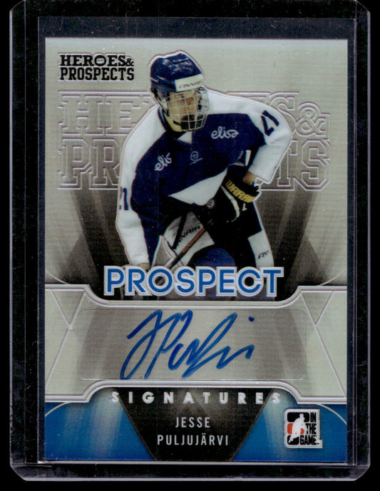 2015-16 Leaf In the Game Heroes &amp; Prospects - Metal Autographs - Blue - Jesse Puljujarvi #BM-JP1 /15 PRC