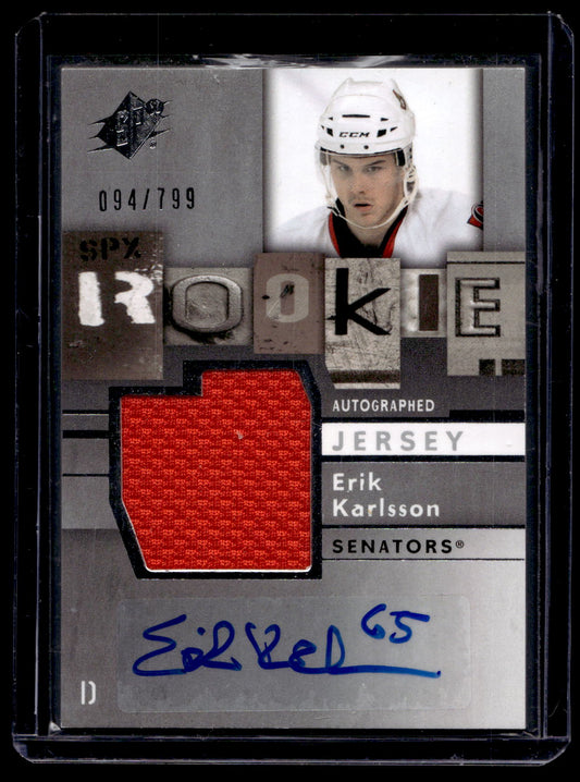 2009-10 SPx - Rookie Autographed Jersey - Erik Karlsson # 165 /799 RC