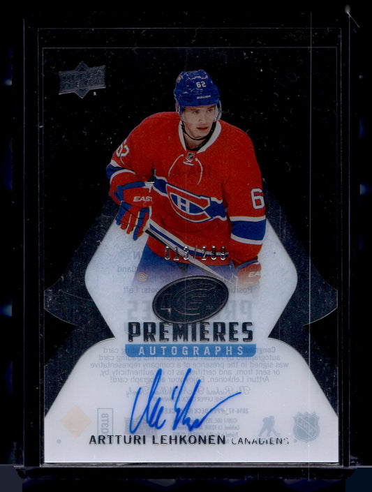 2016-17 Upper Deck Ice - Premieres Autographs - Artturi Lehkonen #IPA-AL /299 RY