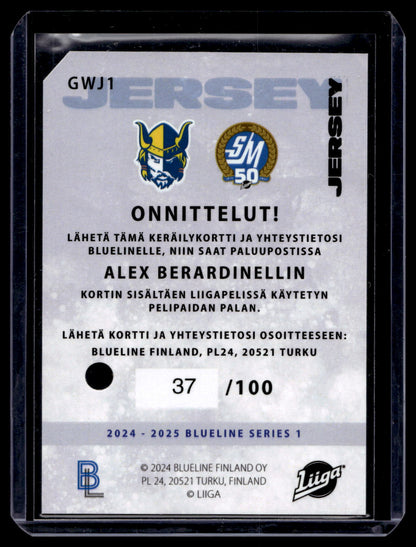 2024-25 Blueline Jersey - Alex Berardinelli #GWJ1 /100