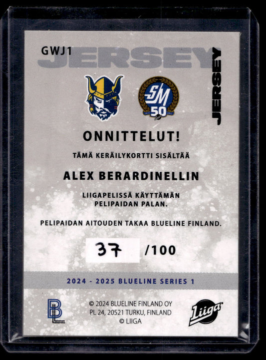 2024-25 Blueline Jersey - Alex Berardinelli #GWJ1 /100