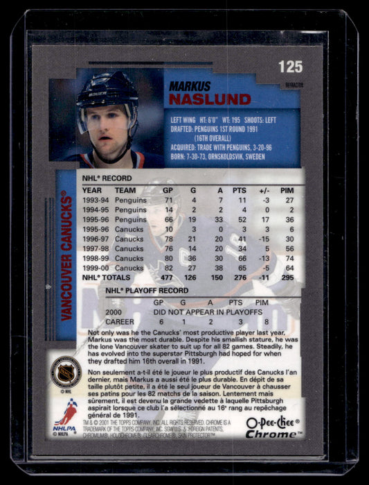 2000-01 Topps Chrome - O-Pee-Chee Refractor - Markus Naslund #125