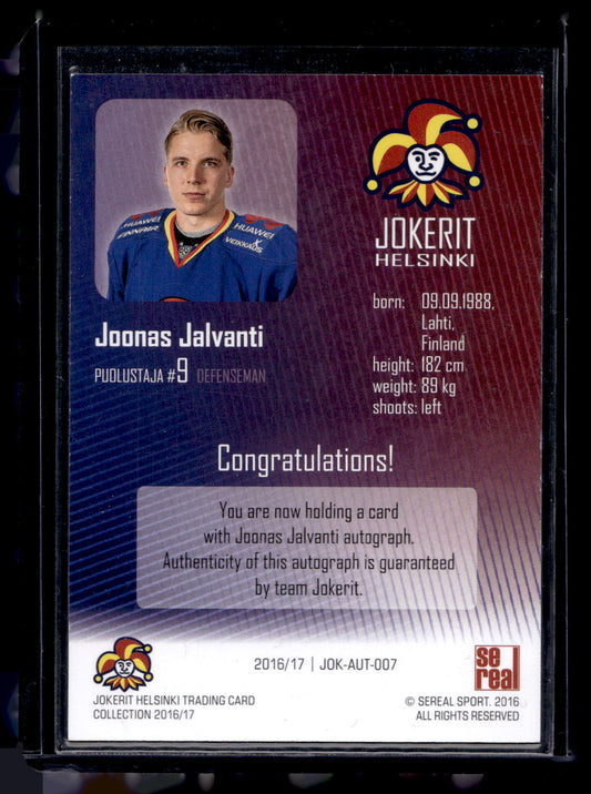 2016-17 Cereal Jokerit Autograph - Joonas Jalvanti #JOK-AUT-007 /50