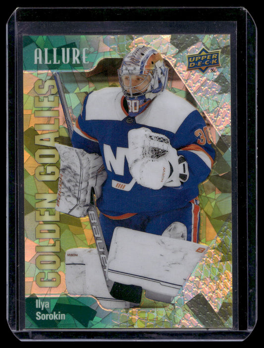 2023-24 Upper Deck Allure - Golden Goalies - Green - Ilya Sorokin #GG-5 /249