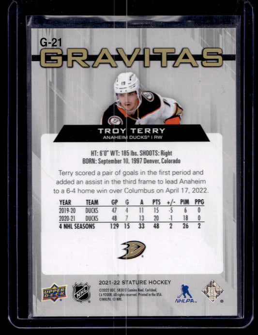 2021-22 Upper Deck Stature - Gravitas - Red - Troy Terry #G-21 /75