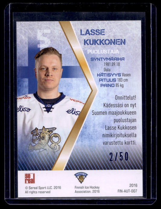 2016 Sereal Team Finland  Autograph - Lasse Kukkonen #FIN-AUT-007 /50
