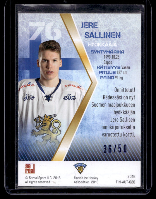 2016 Sereal Team Finland  Autograph - Jere Sallinen #FIN-AUT-020 /50