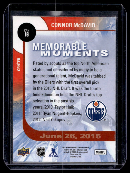 2015-16 Upper Deck National Hockey Card Day - Canadian - Memorable Moments - Connor McDavid #CAN 16 RY