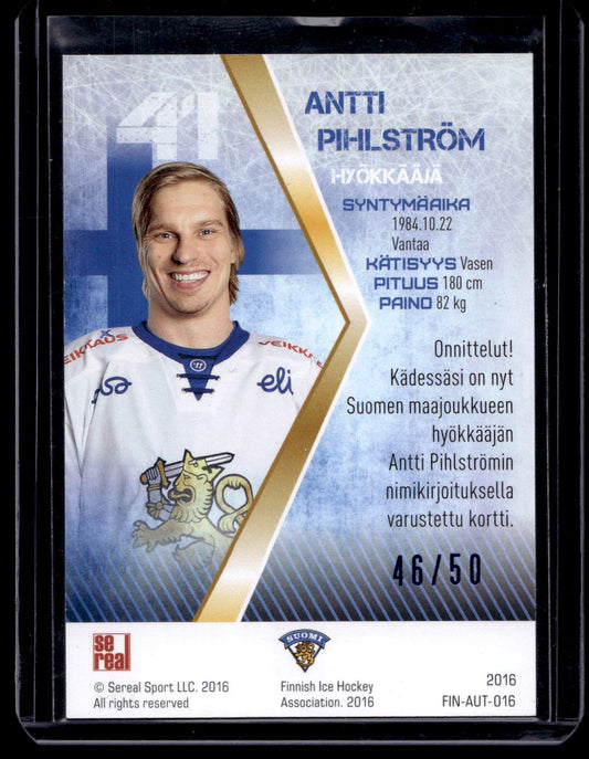 2016 Sereal Team Finland  Autograph - Antti Pihlstrom #FIN-AUT-016 /50
