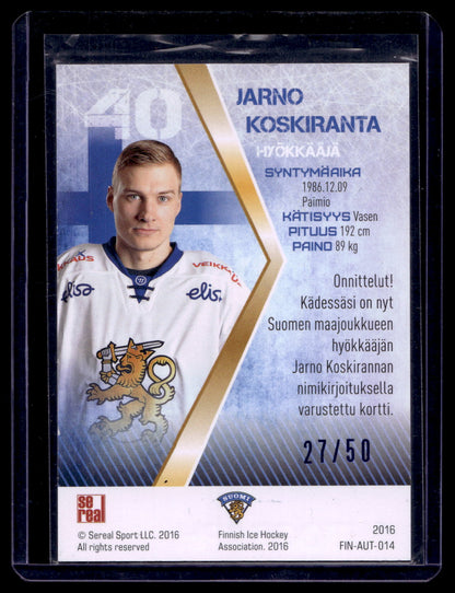 2016 Sereal Team Finland  Autograph - Jarno Koskiranta #FIN-AUT-014 /50