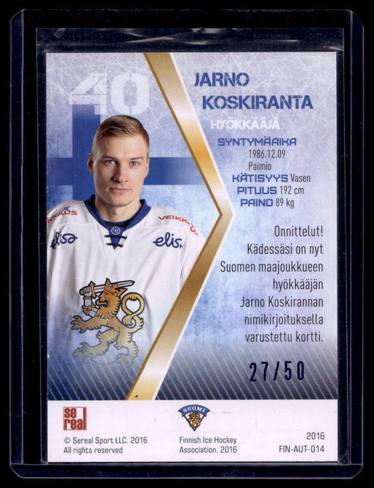 2016 Sereal Team Finland  Autograph - Jarno Koskiranta #FIN-AUT-014 /50