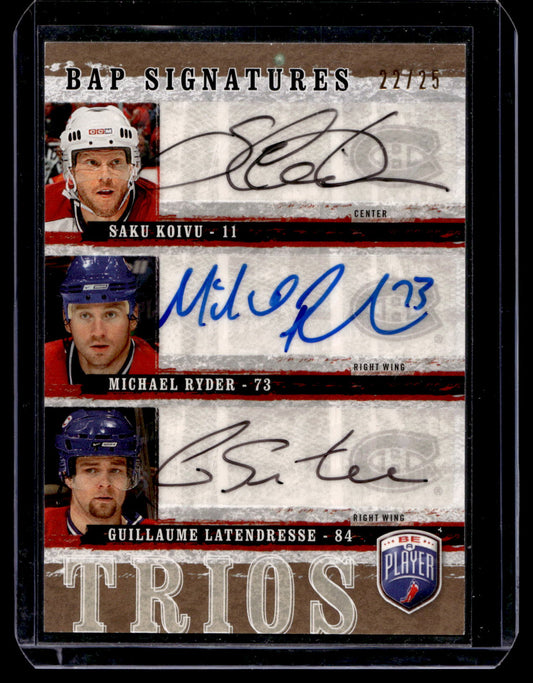 2006-07 Upper Deck Be a Player - Signatures Trios - Saku Koivu / Michael Ryder / Guillaume Latendresse #T-KRL /25