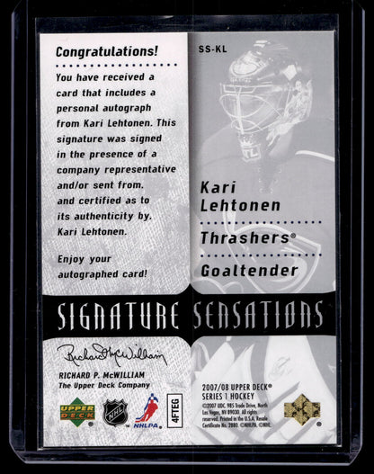 2007-08 Upper Deck - Signature Sensations - Kari Lehtonen #SS-BR
