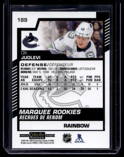 2020-21 Upper Deck O-Pee-Chee Platinum Rainbow - Olli Juolevi #189 RC