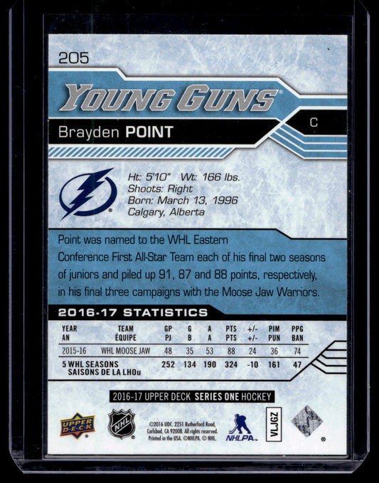 2016-17 Upper Deck - Young Guns - Brayden Point #205 RC