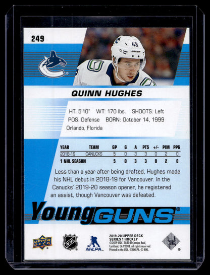2019-20 Upper Deck - Young Guns - Quinn Hughes #249 RC