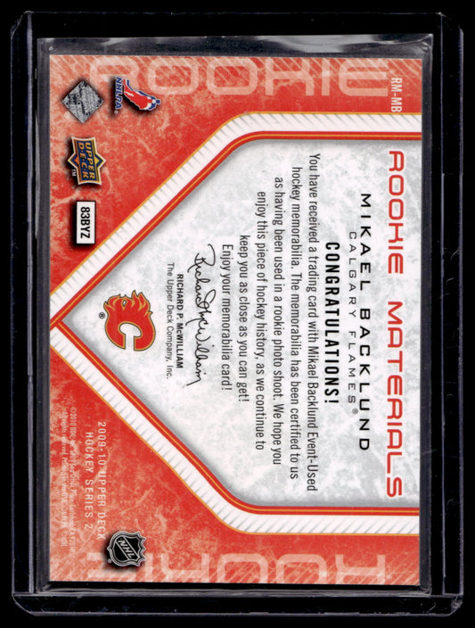 2009-10 Upper Deck - Rookie Materials Mikael Backlund #RM-MB RY