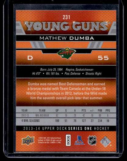 2013-14 Upper Deck - Young Guns - Matt Dumba #231 RC
