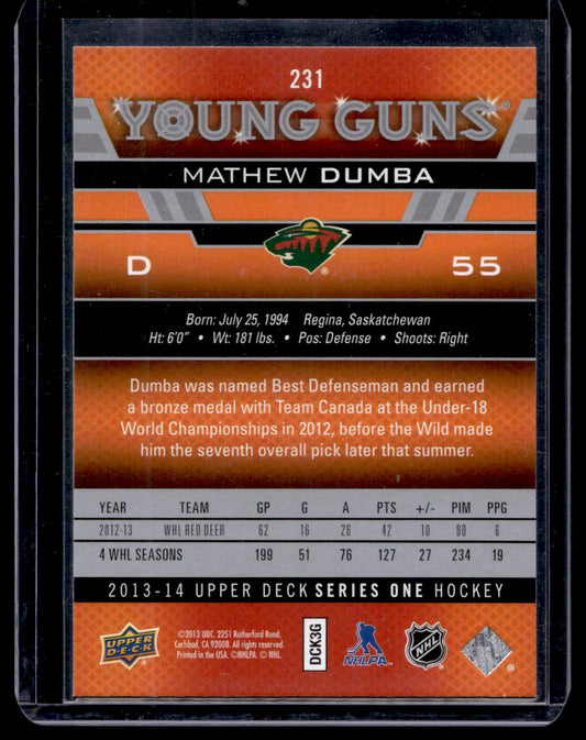 2013-14 Upper Deck - Young Guns - Matt Dumba #231 RC