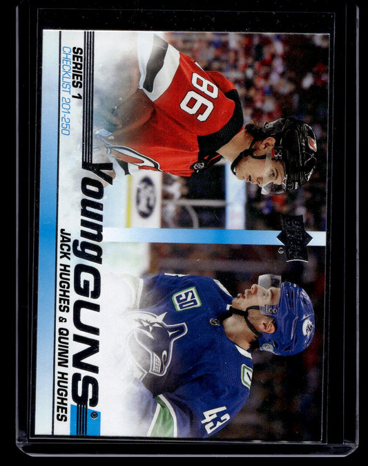 2019-20 Upper Deck - Young Guns Checklist - Jack Hughes / Quinn Hughes #250 RC