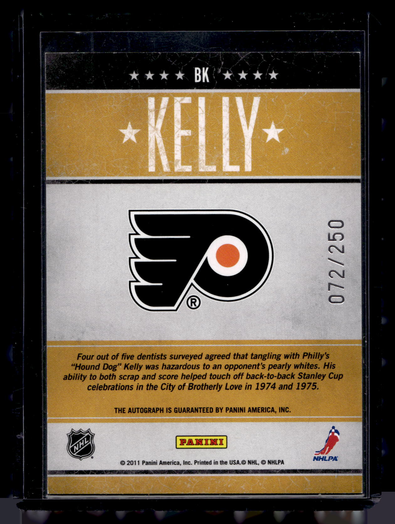 2010-11 Panini Pinnacle - Tough Times Autographs - Bob Kelly #BK /250