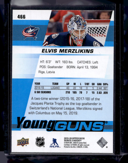 2019-20 Upper Deck - Young Guns - Elvis Merzlikins #466 RC