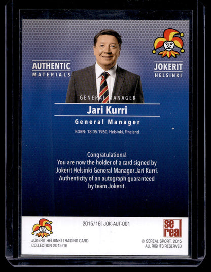 2015-16 Sereal Jokerit Autograph - Jari Kurri #JOK-AUT-001 /80
