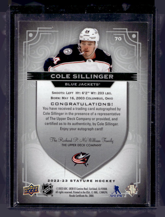 2022-23 Upper Deck Stature - Autographs - Cole Sillinger #70