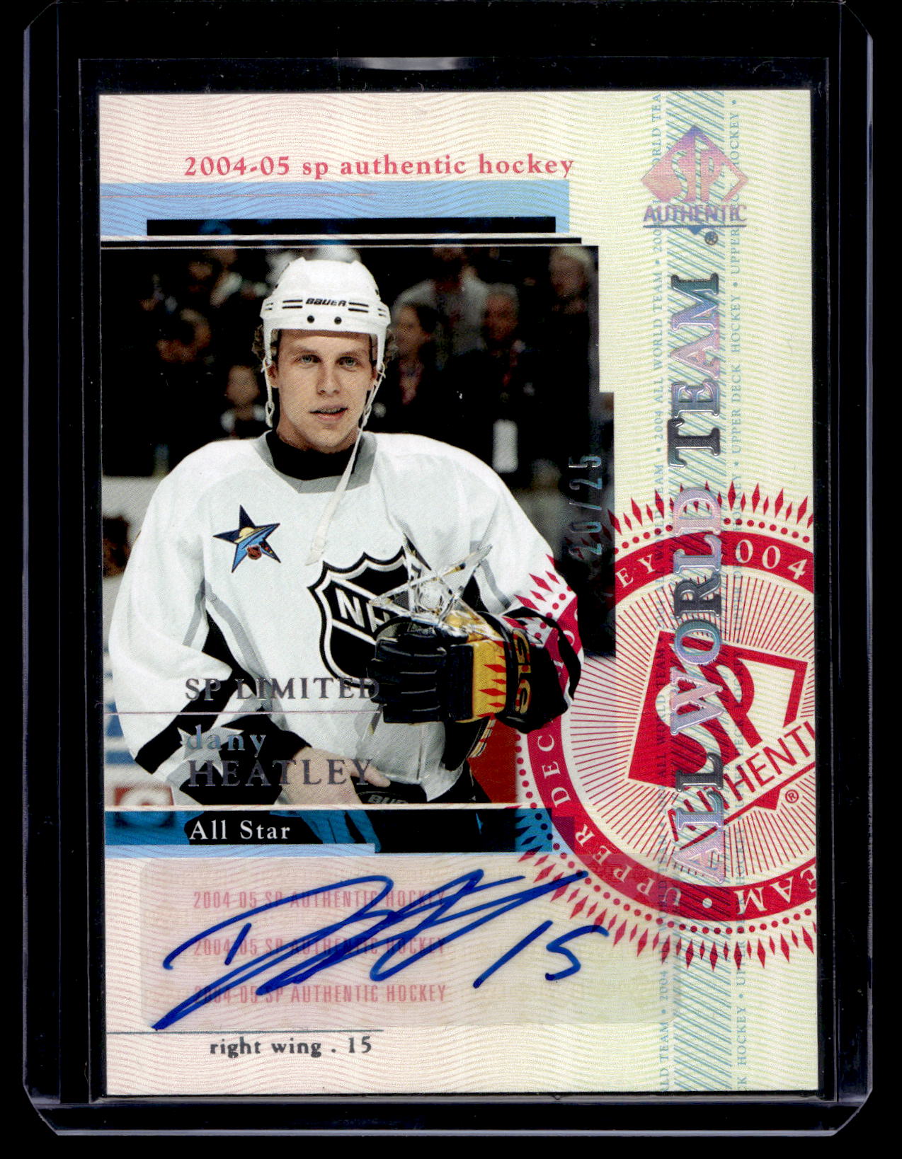 2004-05 Upper Deck SP Authentic - SP Limited All World Team - Dany Heatley #98 /25