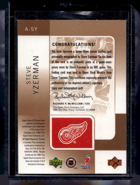 2000-01 Upper Deck SP Game Used Edition - Tools of the Game - Bronze Autographs  Steve Yzerman #A-SY /300