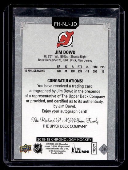2018-19 Upper Deck Chronology - Franchise History Autographs - Jim Dowd #FH-NJ-JD