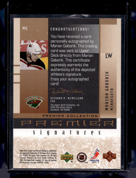2001-02 Upper Deck Premier Collection - Premier Signatures - Marian Gaborik #MG